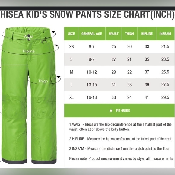 Hisea Kids Snow Pants Size Large - Picture 5 of 14